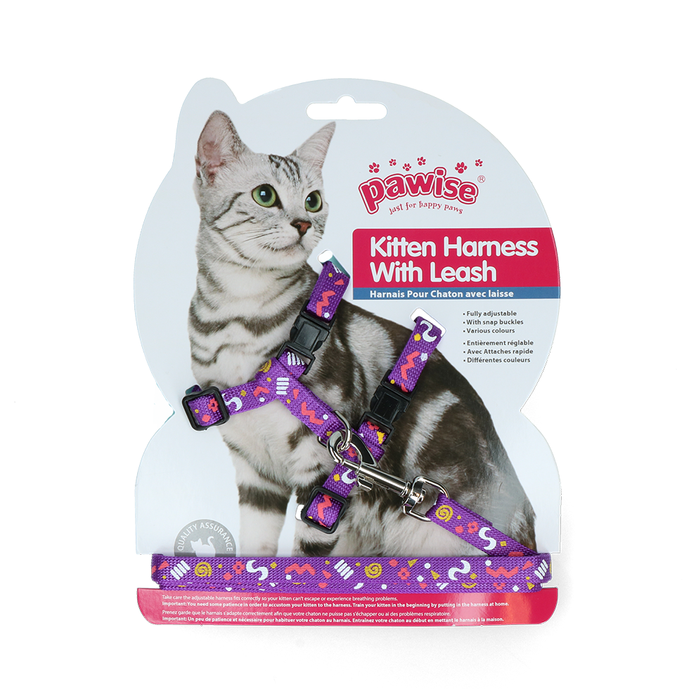 Pawise Kitten Harness With Leash Pink/Purple