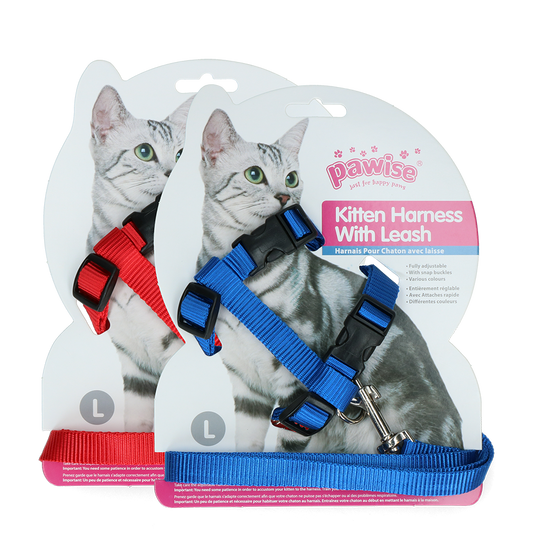 Pawise Kitten Harness With Leash Red/Blue L