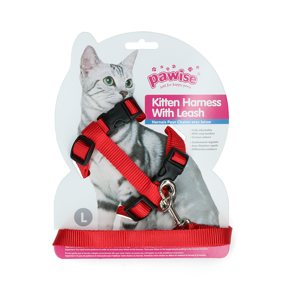 Pawise Kitten Harness With Leash Red/Blue L