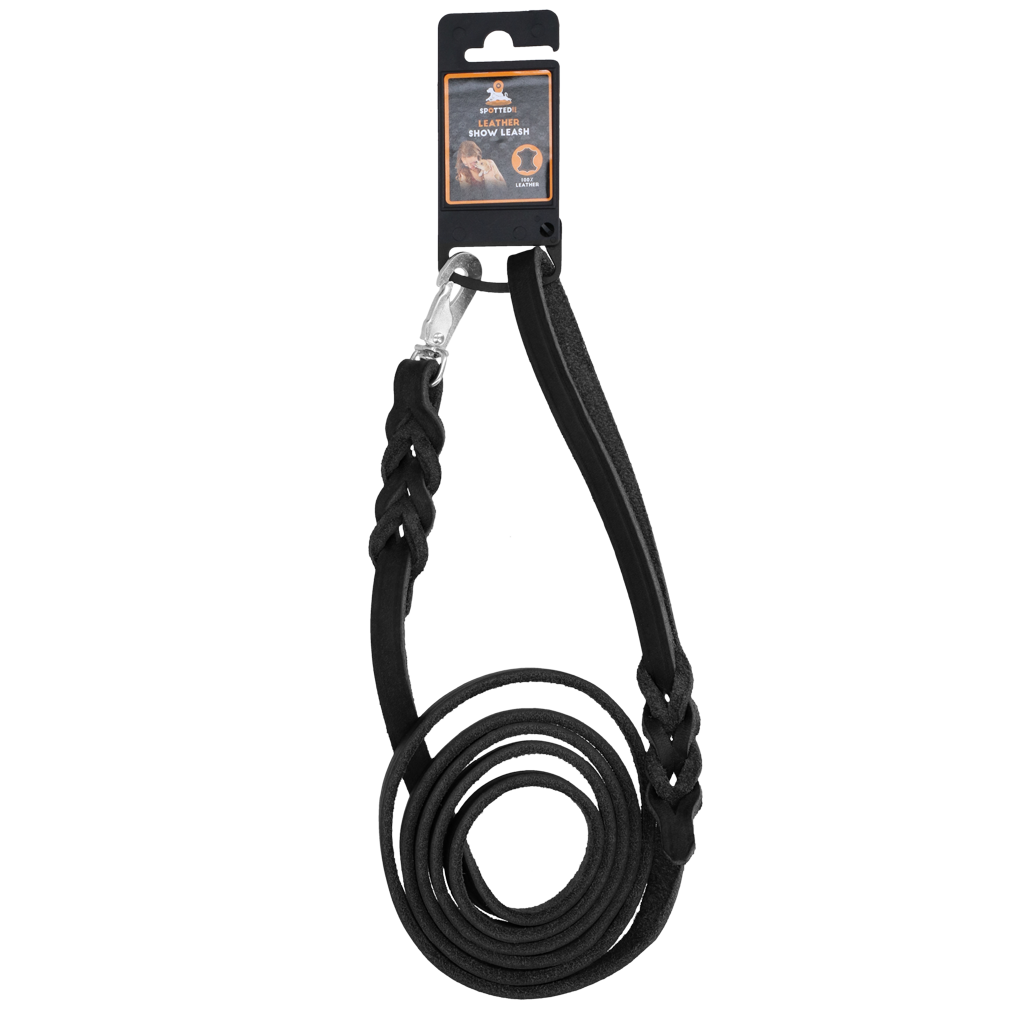 Spotted! Pro Leder Führleine Schwarz 1,8 x 180 cm (Klipphaken)