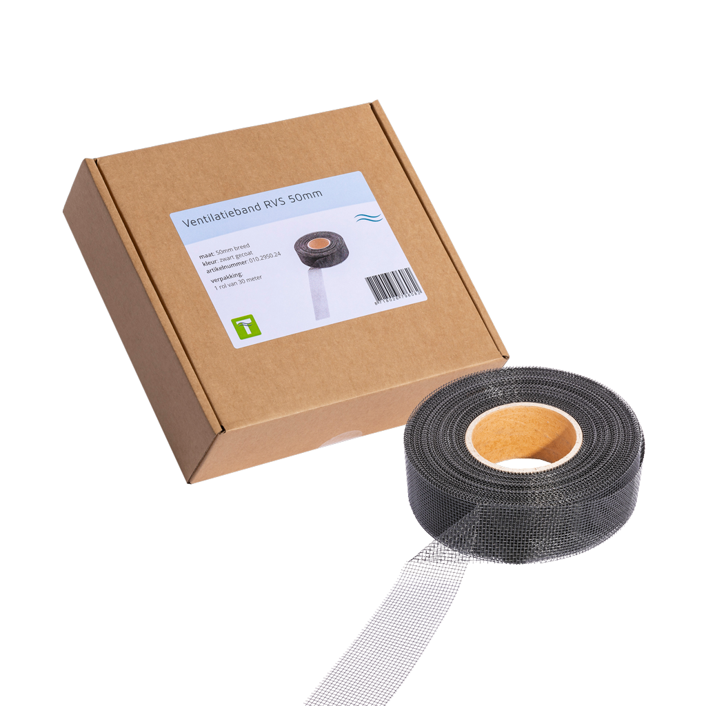 Belüftungsband Edelstahl Schwarz 30 m x 5 cm