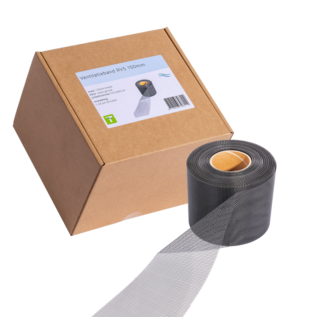 Belüftungsband Edelstahl Schwarz 30 m x 15 cm